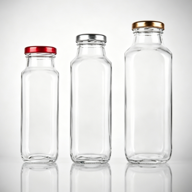 Premium Clear Glass Beverage Bottle with Metal Twist Cap Juice Milk Tea Water Packaging Container 250ml 350ml 500ml