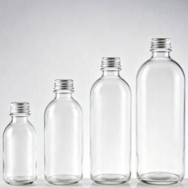 Premium Clear Glass Beverage Bottle Food Grade Juice Milk Tea Water Packaging Bottle with Aluminum Screw Cap
