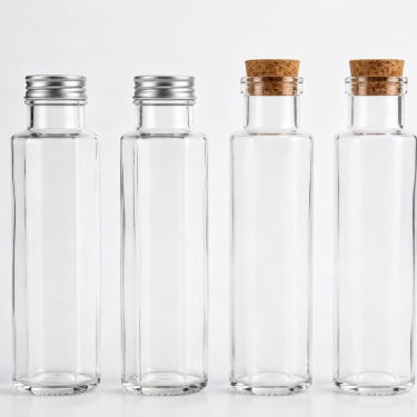 Premium Clear Glass Beverage Bottle with Screw Cap Reusable Juice Tea Water Coffee Packaging Container for Beverage Brands
