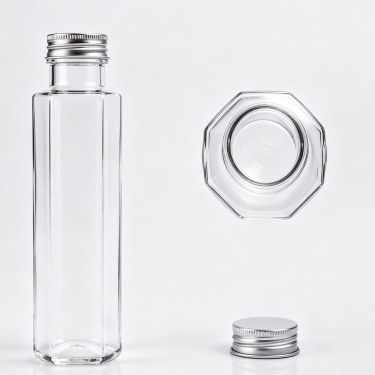 Premium Clear Glass Beverage Bottle with Screw Cap Reusable Juice Tea Water Coffee Packaging Container for Beverage Brands