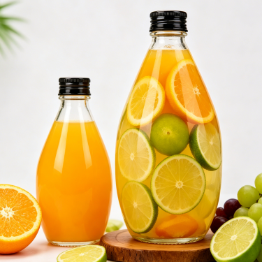 Premium Clear Glass Beverage Bottle Food Grade Juice Milk Tea Water Packaging Container Reusable Drink Bottle with Screw Neck