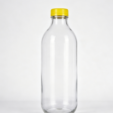 Clear Glass Beverage Bottle for Juice Milk Tea Water Cold Brew Drinks with Metal Cap Food Grade Packaging