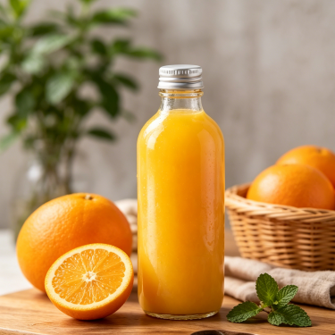 Premium Clear Glass Beverage Bottle Food Grade Juice Milk Tea Water Packaging Bottle with Aluminum Screw Cap