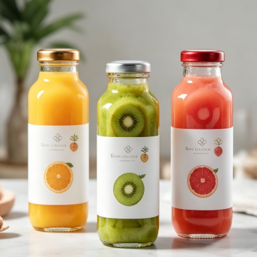 Premium Clear Glass Beverage Bottle with Metal Twist Cap Juice Milk Tea Water Packaging Container 250ml 350ml 500ml