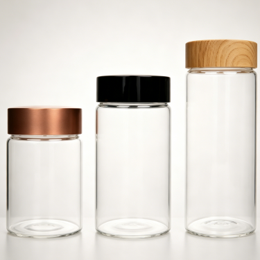 Clear Glass Borosilicate Storage Bottle Wide Mouth Food Container with Screw Lid Heat Resistant Reusable Kitchen Glass Jar