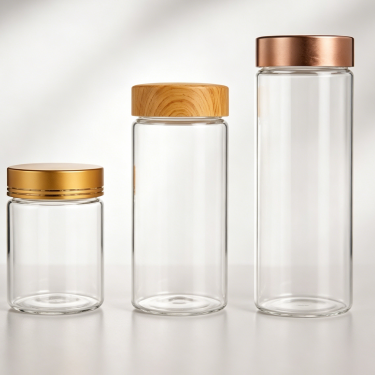 Premium Borosilicate Glass Storage Bottle Airtight Wide Mouth Kitchen Food Container Reusable Heat Resistant Glass Canister with Screw Lid