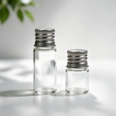 Clear Borosilicate Glass Mini Bottle with Aluminum Screw Cap 5ml 8ml Sample Container for Essential Oil Cosmetic Laboratory Use