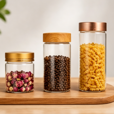 Premium Borosilicate Glass Storage Bottle Airtight Wide Mouth Kitchen Food Container Reusable Heat Resistant Glass Canister with Screw Lid