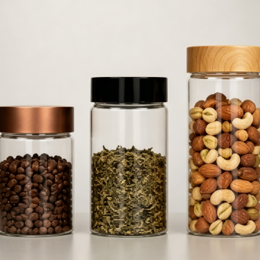 Clear Glass Borosilicate Storage Bottle Wide Mouth Food Container with Screw Lid Heat Resistant Reusable Kitchen Glass Jar