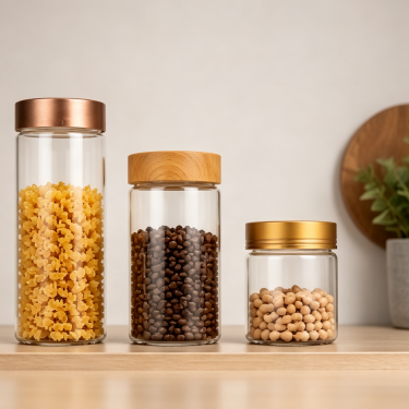 Premium Borosilicate Glass Storage Bottle Airtight Wide Mouth Kitchen Food Container Reusable Heat Resistant Glass Canister with Screw Lid