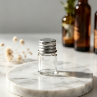 Clear Borosilicate Glass Mini Bottle with Aluminum Screw Cap 5ml 8ml Sample Container for Essential Oil Cosmetic Laboratory Use