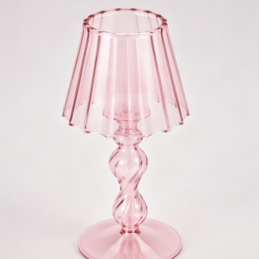 Pink Glass Decorative Candle Holder Elegant Table Lamp Style Candlestick Stand for Wedding Home Party Decoration