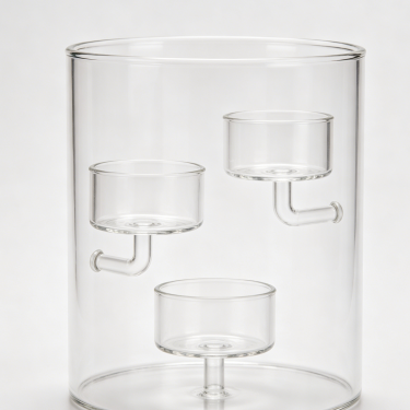 Clear Glass Hurricane Candle Holder Modern Triple Tealight Display Centerpiece for Wedding Home Table Decoration