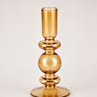 Elegant Amber Glass Taper Candle Holder Decorative Vintage Candlestick Stand for Wedding Dining Table Home Decoration
