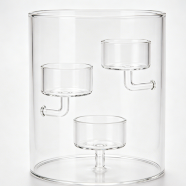 Clear Glass Hurricane Candle Holder Modern Triple Tealight Display Centerpiece for Wedding Home Table Decoration