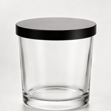 350ml Clear Glass Candle Jar with Black Lid Thick Base Reusable Empty Candle Container for Home Fragrance Aromatherapy