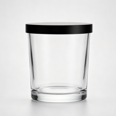 350ml Clear Glass Candle Jar with Black Lid Thick Base Reusable Empty Candle Container for Home Fragrance Aromatherapy
