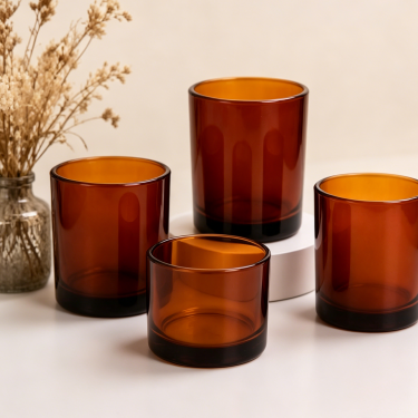 330ml Amber Glass Candle Jar Luxury Colored Candle Container Thick Bottom Empty Candle Vessel for Aromatherapy Home Decor