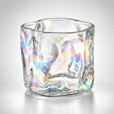 Premium Iridescent Glass Tumbler Handmade Crystal Texture Drinking Cup for Water Whiskey Juice Cocktails Home Bar Use