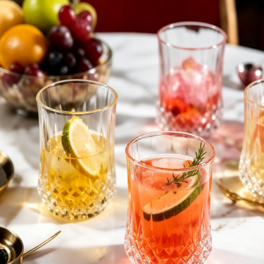 Premium Crystal Pattern Glass Tumbler Elegant Drinking Cup for Water Whiskey Juice Cocktails Home Bar Restaurant Use