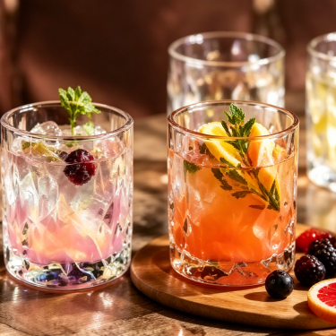 Premium Iridescent Glass Tumbler Handmade Crystal Texture Drinking Cup for Water Whiskey Juice Cocktails Home Bar Use