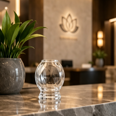 Premium Glass Cupping Jar Decorative Round Storage Container Clear Thick Wall Glass Vessel for Wellness Spa Display Use