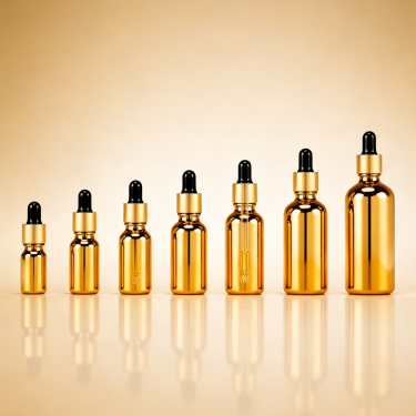 Gold Glass Essential Oil Dropper Bottle Refillable Leakproof Serum Cosmetic Packaging Container Set Luxury Design