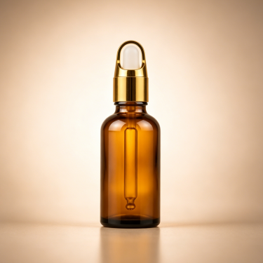 Amber Glass Essential Oil Bottle with Gold Dropper Cap Cosmetic Serum Container for Aromatherapy Skincare Packaging