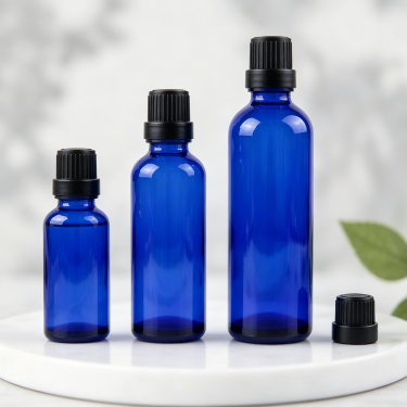 Cobalt Blue Glass Essential Oil Dropper Bottle Refillable Leakproof Serum Cosmetic Packaging Container Set