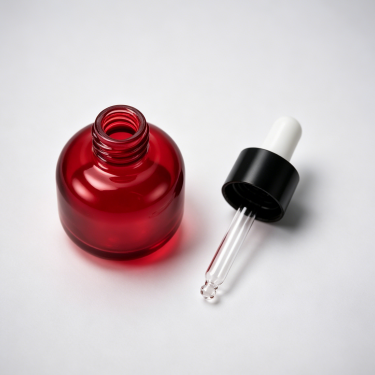 Luxury Red Glass Essential Oil Dropper Bottle Cosmetic Serum Packaging Container Refillable Aromatherapy Skincare Glass Bottle 20ml