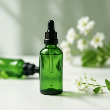 Green Glass Essential Oil Dropper Bottle Refillable Leakproof Serum Aromatherapy Cosmetic Packaging Container Set