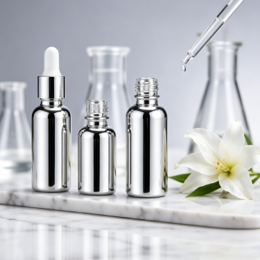Premium Mirror Silver Electroplated Glass Essential Oil Bottle Vacuum Coated Cosmetic Serum Aromatherapy Packaging Container