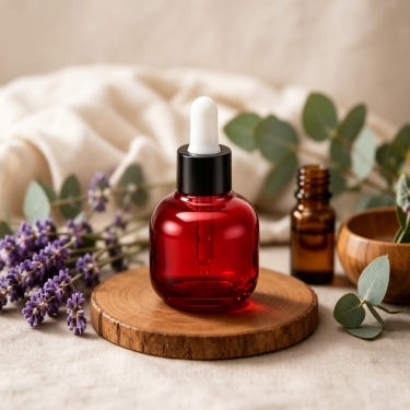Luxury Red Glass Essential Oil Dropper Bottle Cosmetic Serum Packaging Container Refillable Aromatherapy Skincare Glass Bottle 20ml