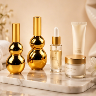 Luxury Gold Electroplated Glass Essential Oil Bottle Decorative Aromatherapy Serum Container Premium Cosmetic Packaging Bottle