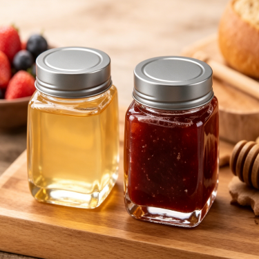 180ml Square Glass Food Jar Clear Glass Storage Container With Metal Lid For Honey Jam Spices Snacks Packaging