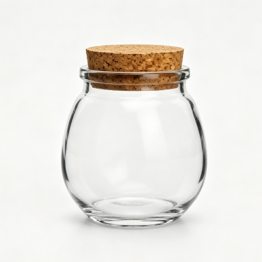 Round Clear Glass Food Storage Jar with Natural Cork Lid for Candy Cookies Tea Coffee Kitchen Pantry Packaging
