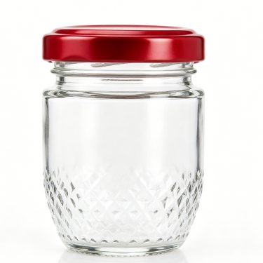 40ml 75ml 100ml Mini Glass Food Jar Clear Glass Storage Container With Red Metal Lid For Jam Honey Packaging