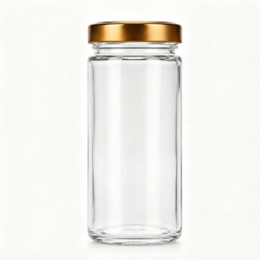 Premium Clear Glass Food Storage Jar with Metal Screw Lid for Coffee Tea Candy Snacks Dry Food Kitchen Packaging
