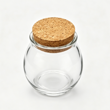 Round Clear Glass Food Storage Jar with Natural Cork Lid for Candy Cookies Tea Coffee Kitchen Pantry Packaging