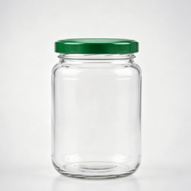 550ml Clear Glass Food Storage Jar With Green Twist Lid Kitchen Container For Honey Jam Snacks And Dry Foods