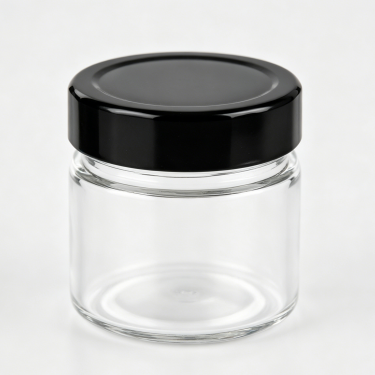Premium Mini Clear Glass Food Storage Jar With Black Lid Small Container For Honey Jam Spices Candy And Samples
