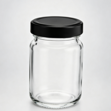 120ml Clear Glass Food Storage Jar with Black Screw Lid Mini Glass Container for Jam Honey Spices Candy Nuts Kitchen Storage