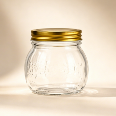 300ml Round Glass Food Storage Jar with Gold Metal Lid Clear Honey Jam Candy Container for Kitchen Packaging