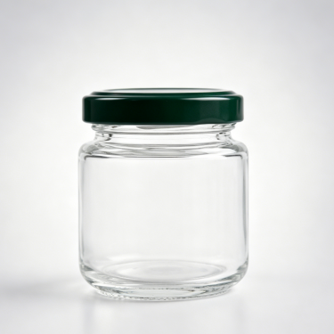 Round Clear Glass Food Jar with Metal Screw Lid Wide Mouth Storage Container for Honey Jam Sauce Pickles and Dry Foods