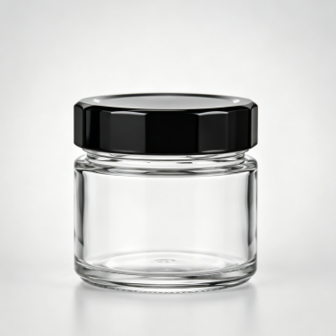 Premium Mini Clear Glass Food Storage Jar With Black Lid Small Container For Honey Jam Spices Candy And Samples