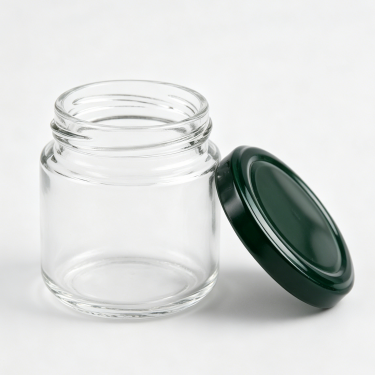 Round Clear Glass Food Jar with Metal Screw Lid Wide Mouth Storage Container for Honey Jam Sauce Pickles and Dry Foods