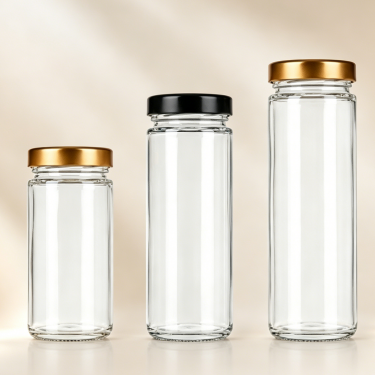 Premium Clear Glass Food Storage Jar with Metal Screw Lid for Coffee Tea Candy Snacks Dry Food Kitchen Packaging