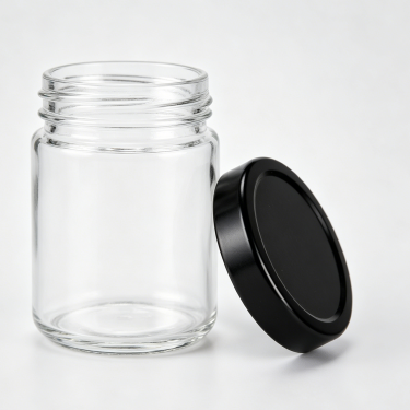 Premium Clear Glass Food Storage Jar With Black Lid Wide Mouth Kitchen Container For Snacks Candy And Dry Goods