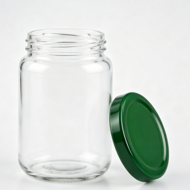 550ml Clear Glass Food Storage Jar With Green Twist Lid Kitchen Container For Honey Jam Snacks And Dry Foods