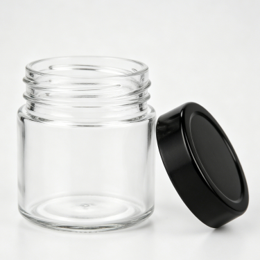 Premium Mini Clear Glass Food Storage Jar With Black Lid Small Container For Honey Jam Spices Candy And Samples